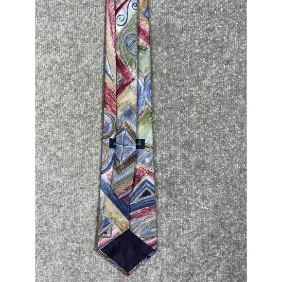 Johnny Carson Abstract Watercolor Geometric Polyester Mens Pointed Tie USA Made - Picture 8 of 10